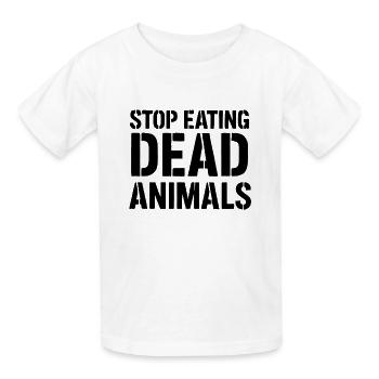 Arrêtez de manger des animaux morts - T-shirts Russell Enfant - blanc - Devant - AI Model Kid Male (0cm)