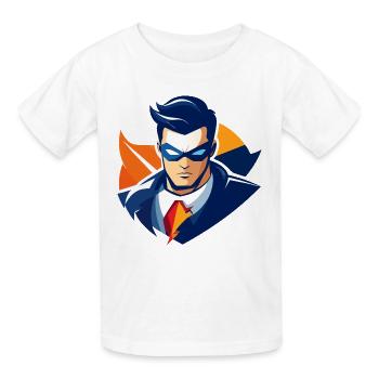 Mask Hero Suit Business Superhero Icon Graphic - Kids T-Shirt by Russell - white - Front - AI Model Kid Male (0cm)