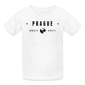 Prague GPS Coordinates Czech Republic - Kids T-Shirt by Russell - white - Front - AI Model Kid Male (0cm)