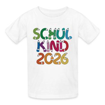 Schulkind 2026 Schule Einschulung Schulanfang - Kinder T-Shirt von Russell - Weiß - Vorne - AI Model Kid Male (0cm)