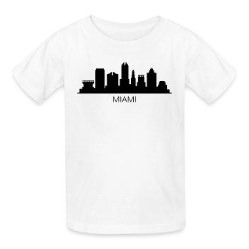 Miami Skyline - T-shirts Russell Enfant - blanc - Devant - AI Model Kid Male (0cm)