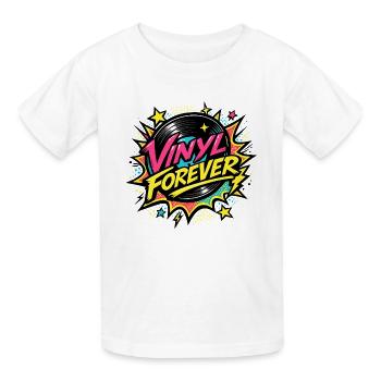Vinyl Forever Retro Pop - Kinder T-Shirt von Russell - Weiß - Vorne - AI Model Kid Male (0cm)
