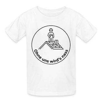 Dachdecker Ohne uns wird’s nass - Kinder T-Shirt von Russell - Weiß - Vorne - AI Model Kid Male (0cm)
