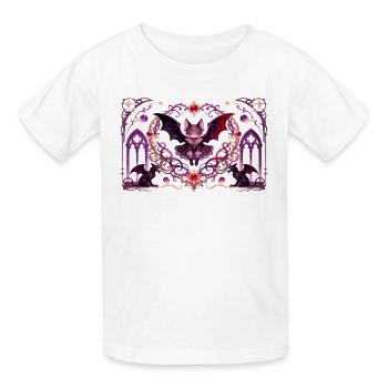 Gothic Vampire Cat Dark Fantasy Witchy Design - Kids T-Shirt by Russell - white - Front - AI Model Kid Male (0cm)