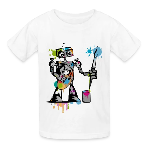 Le Robot Artiste au Pinceau - T-shirts Russell Enfant