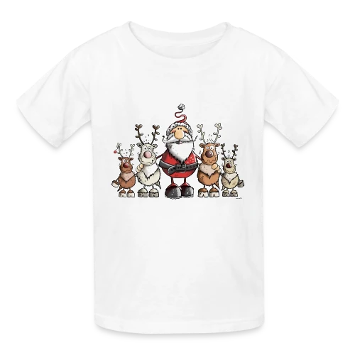 Père Noël entouré de rennes - Scène hivernale - T-shirts Russell Enfant