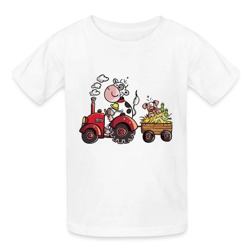 La Vache au Volant, le Cochon à Bord - T-shirt Agricole Fun - T-shirts Russell Enfant