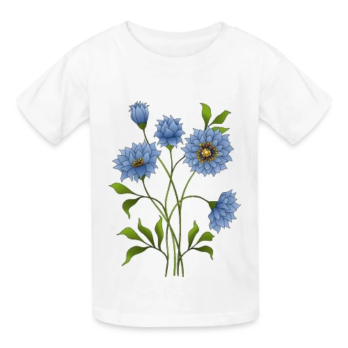 Éclat Floral Bleu - T-shirts Russell Enfant