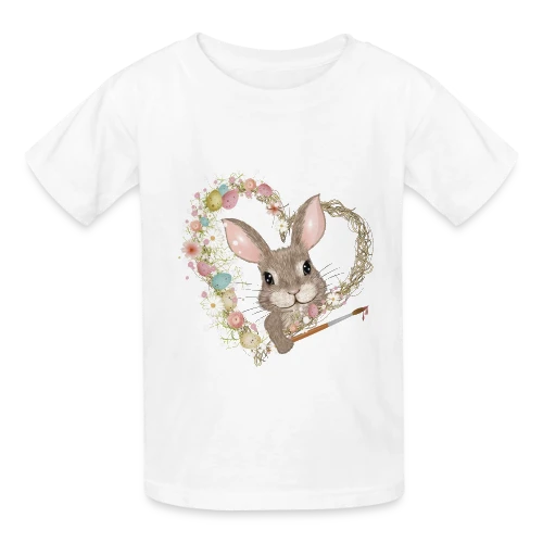 Lapin de Pâques Artiste : Cœur d'Œufs Pastel - T-shirts Russell Enfant