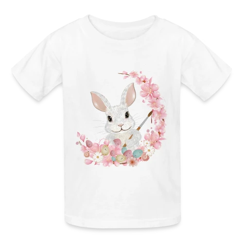 Lapin de Pâques Enchanteur: Fleurs et Pinceau Pastel - T-shirts Russell Enfant