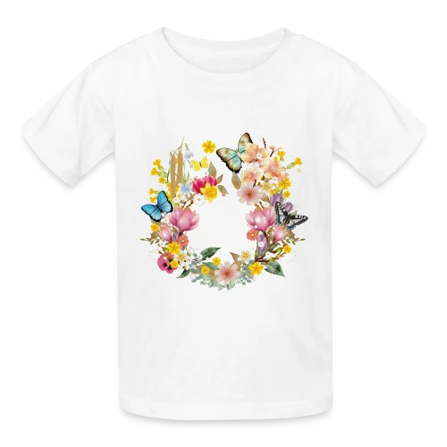Éclosion Printanière : Fleurs et Papillons Colorés - T-shirts Russell Enfant