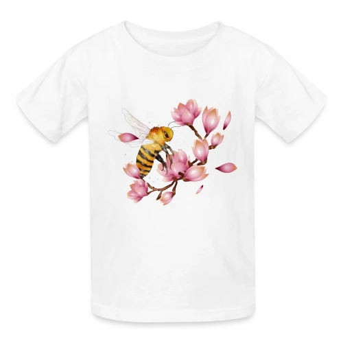 Abeille Volante et Magnolias – Dessin Main Élégant - T-shirts Russell Enfant