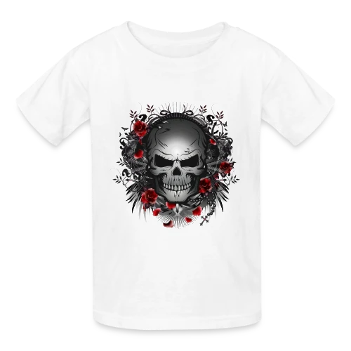 Crâne Gothique Mystique aux Roses Rouges - T-shirts Russell Enfant