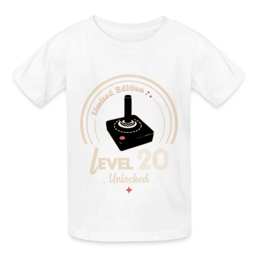 T-shirt Gaming "Niveau 20 Débloqué" - Rétro Anniversaire - T-shirts Russell Enfant