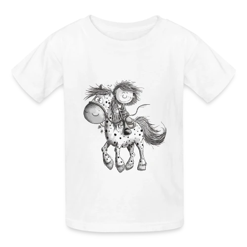Cheval et cavalier rigolos - Dessin animé - T-shirts Russell Enfant