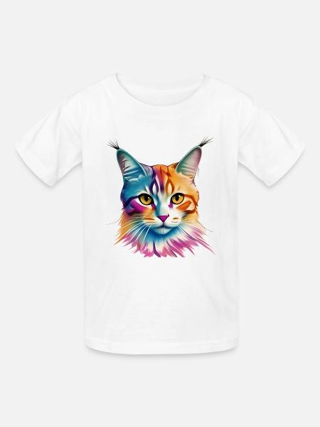 Katze - Kinder T-Shirt von Russell - Weiß