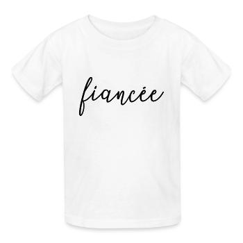 Verlobte passende Verlobung Hochzeit Flitterwochen - Kinder T-Shirt von Russell - Weiß - Vorne - AI Model Kid Male (0cm)
