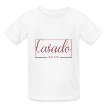 2023 Fête de mariage du marié de fiançailles - T-shirts Russell Enfant - blanc - Devant - AI Model Kid Male (0cm)