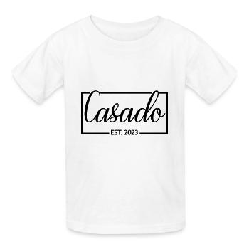 2023 Fête de mariage du marié de fiançailles - T-shirts Russell Enfant - blanc - Devant - AI Model Kid Male (0cm)