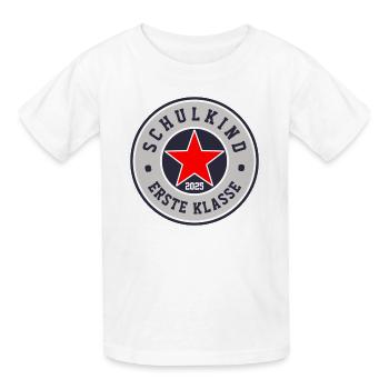 SCHULKIND 2025 - ERSTE KLASSE - EINSCHULUNG 2025 - Kinder T-Shirt von Russell - Weiß - Vorne - AI Model Kid Male (0cm)