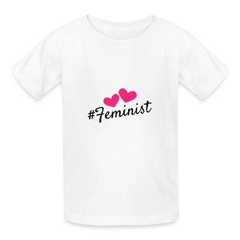 Feminist hashtag design feminist - Kids T-Shirt by Russell - white - Front - AI Model Kid Male (0cm)