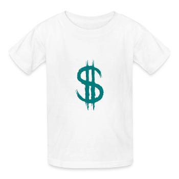 Dollarzeichen Dollar Zeichen Geld Bürste Geschenk - Kinder T-Shirt von Russell - Weiß - Vorne - AI Model Kid Male (0cm)