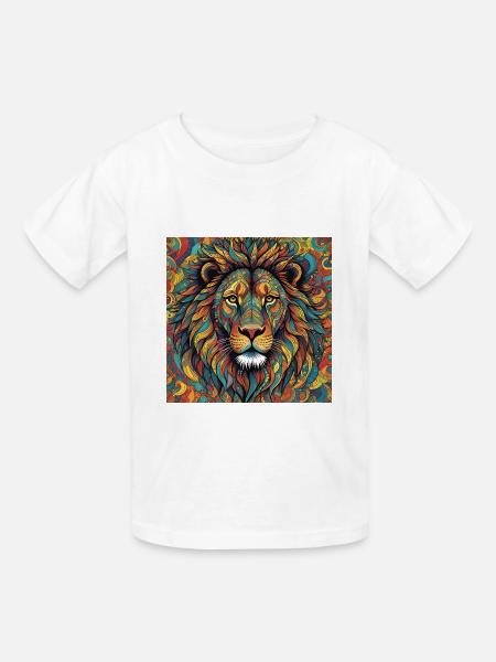 Löwe farbig - Kinder T-Shirt von Russell - Weiß