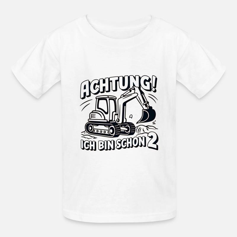 Ich bin schon 2 - Bagger - Kinder T-Shirt von Russell - Weiß