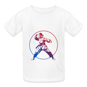 Karate Silhouette Bunt - Kinder T-Shirt von Russell - Weiß - Vorne - AI Model Kid Male (0cm)