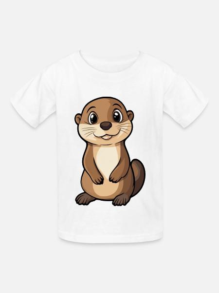 Otter - Kinder T-Shirt von Russell - Weiß