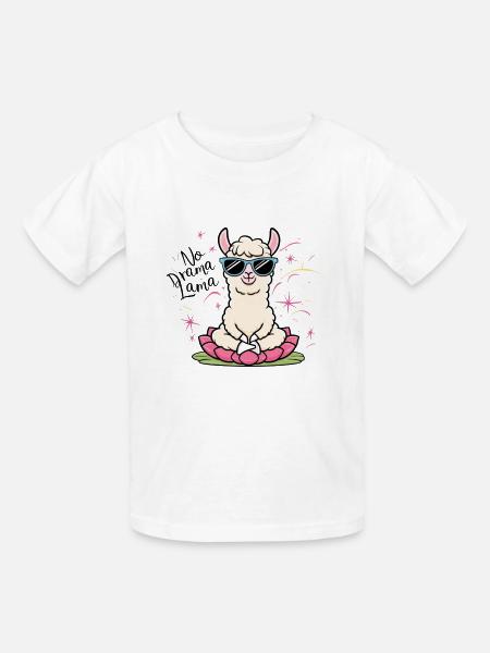 No Drama Lama - Kinder T-Shirt von Russell - Weiß
