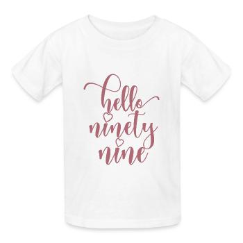 Bonjour Quatre-vingt-dix-neuf mignons anniversaire de 99 ans - T-shirts Russell Enfant - blanc - Devant - AI Model Kid Male (0cm)