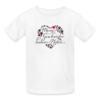Herz mit Pfötchen | Meine Geschwister haben Pfoten - Kinder T-Shirt von Russell - Weiß - Vorne - AI Model Kid Male (0cm)