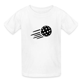 Floorball - Kinder T-Shirt von Russell - Weiß - Vorne - AI Model Kid Male (0cm)