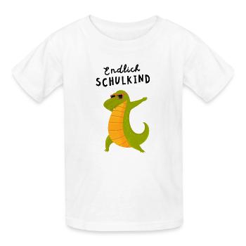 Endlich Schulkind Krokodil Dab Einschulung - Kinder T-Shirt von Russell - Weiß - Vorne - AI Model Kid Male (0cm)