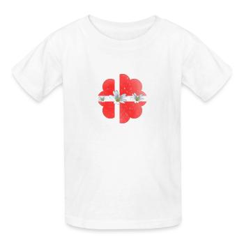 Dänemark Fahne mit Blumen Denmark - Kinder T-Shirt von Russell - Weiß - Vorne - AI Model Kid Male (0cm)
