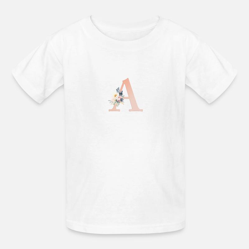 A Monogramm , Floral, Boho - Kinder T-Shirt von Russell - Weiß