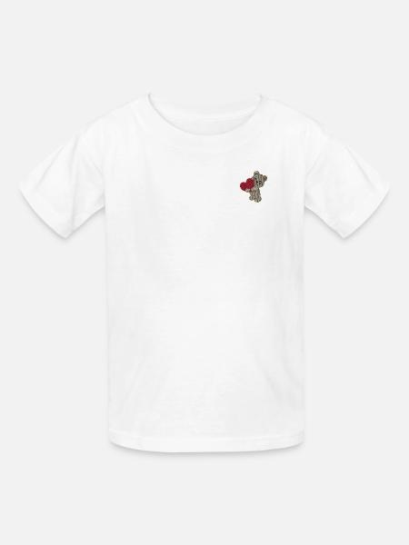 Teddybear mit Herz bestickt - Kinder T-Shirt von Russell - Weiß