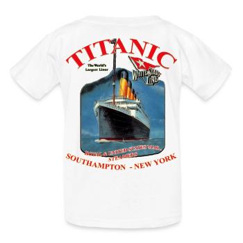 TITANIC NEW YORK KREATION Louis RUNEMBERG © Adagp - Kinder T-Shirt von Russell - Weiß - Hinten - AI Model Kid Male (0cm)