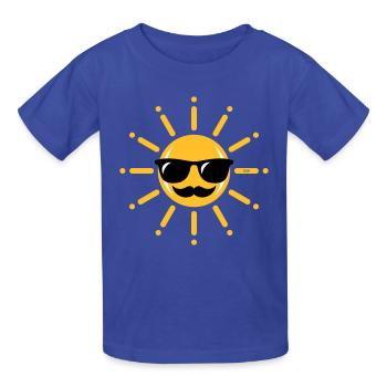 Drôle De Soleil Avec Lunettes De Soleil Et Moustache 3C - T-shirts Russell Enfant - bleu royal - Devant - AI Model Kid Male (0cm)