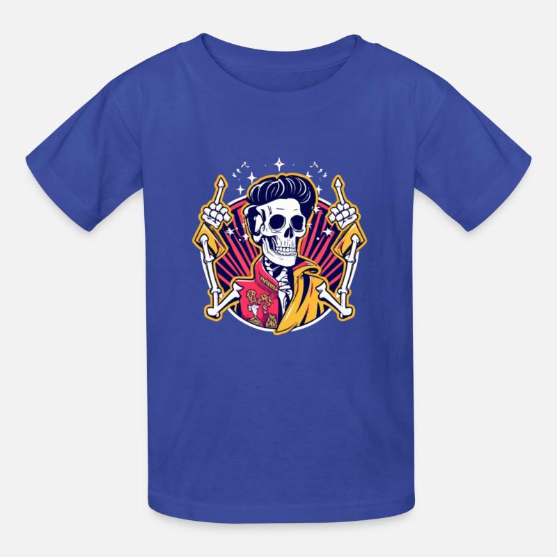 Duello Rockabilly con teschio al neon - Maglietta per bambini di Russell - blu royal