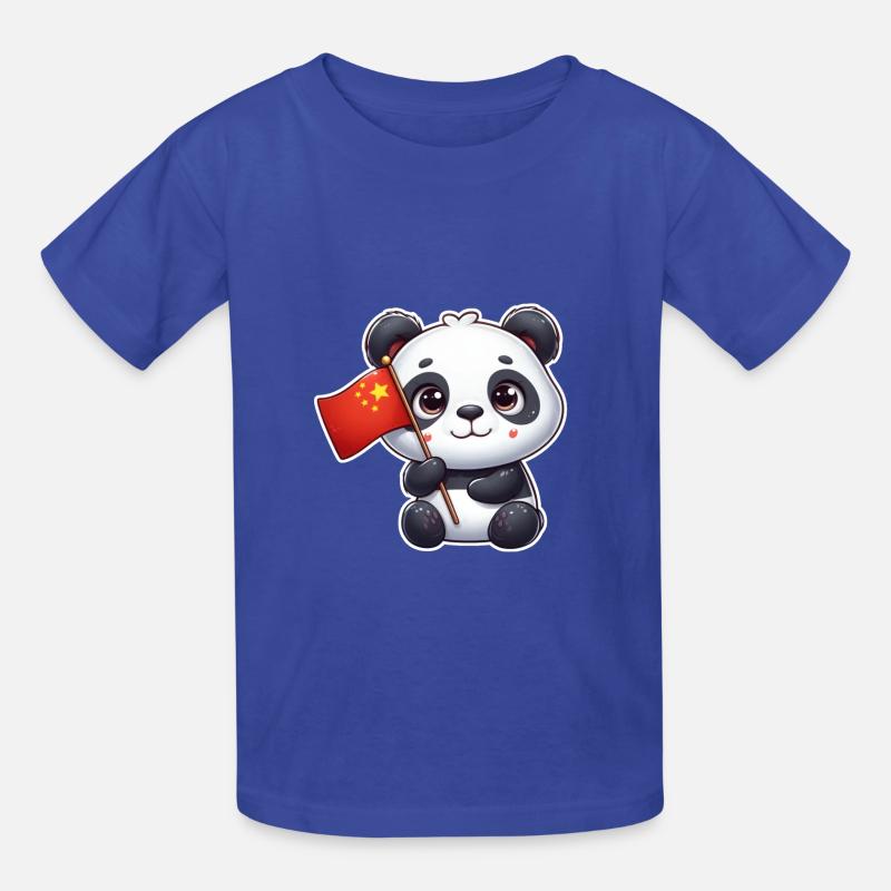 Panda mignon avec drapeau chinois - T-shirts Russell Enfant - bleu royal