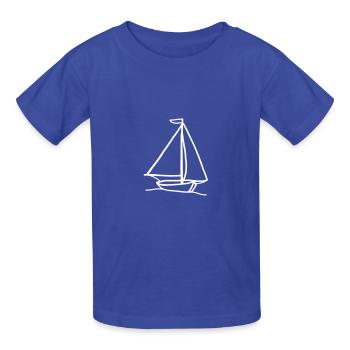 Segelboot - Kinder T-Shirt von Russell - Royalblau - Vorne - AI Model Kid Male (0cm)