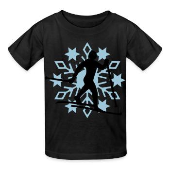 Langläufer Schneeflocke - Kinder T-Shirt von Russell - Schwarz - Vorne - AI Model Kid Male (0cm)