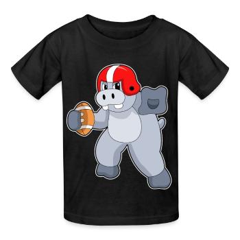 Nilpferd American Football Sport - Kinder T-Shirt von Russell - Schwarz - Vorne - AI Model Kid Male (0cm)