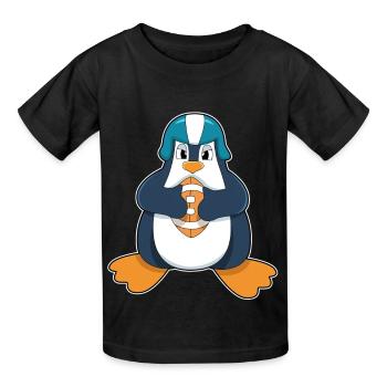 Pinguin American Football Sport - Kinder T-Shirt von Russell - Schwarz - Vorne - AI Model Kid Male (0cm)
