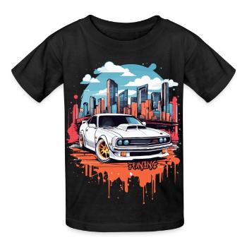 Tuning Auto, Motorsport - Kinder T-Shirt von Russell - Schwarz - Vorne - AI Model Kid Male (0cm)