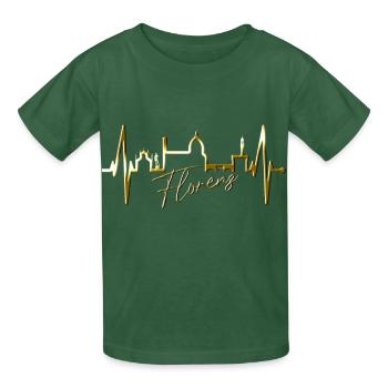 Florence Skyline Italy Heartbeat I Love Firenze - Kids T-Shirt by Russell - bottle green - Front - AI Model Kid Male (0cm)