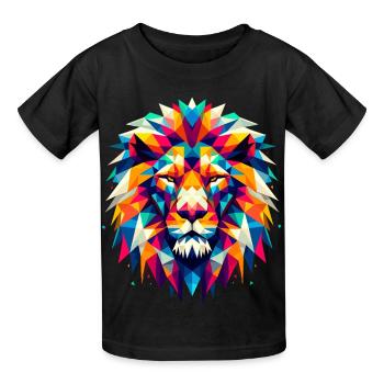 Löwe geometrisch bunt Geschenk - Kinder T-Shirt von Russell - Schwarz - Vorne - AI Model Kid Male (0cm)