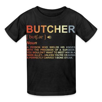 Butcher Term - Kids T-Shirt by Russell - black - Front - AI Model Kid Male (0cm)